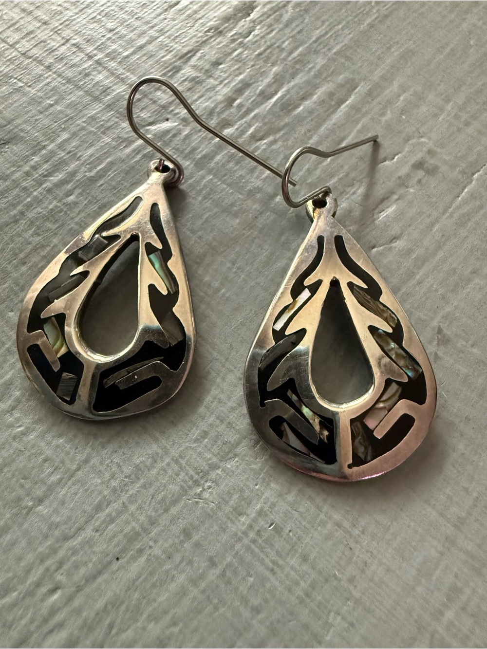 Taxco 925 Sterling Silver Alpaca inlay Earrings